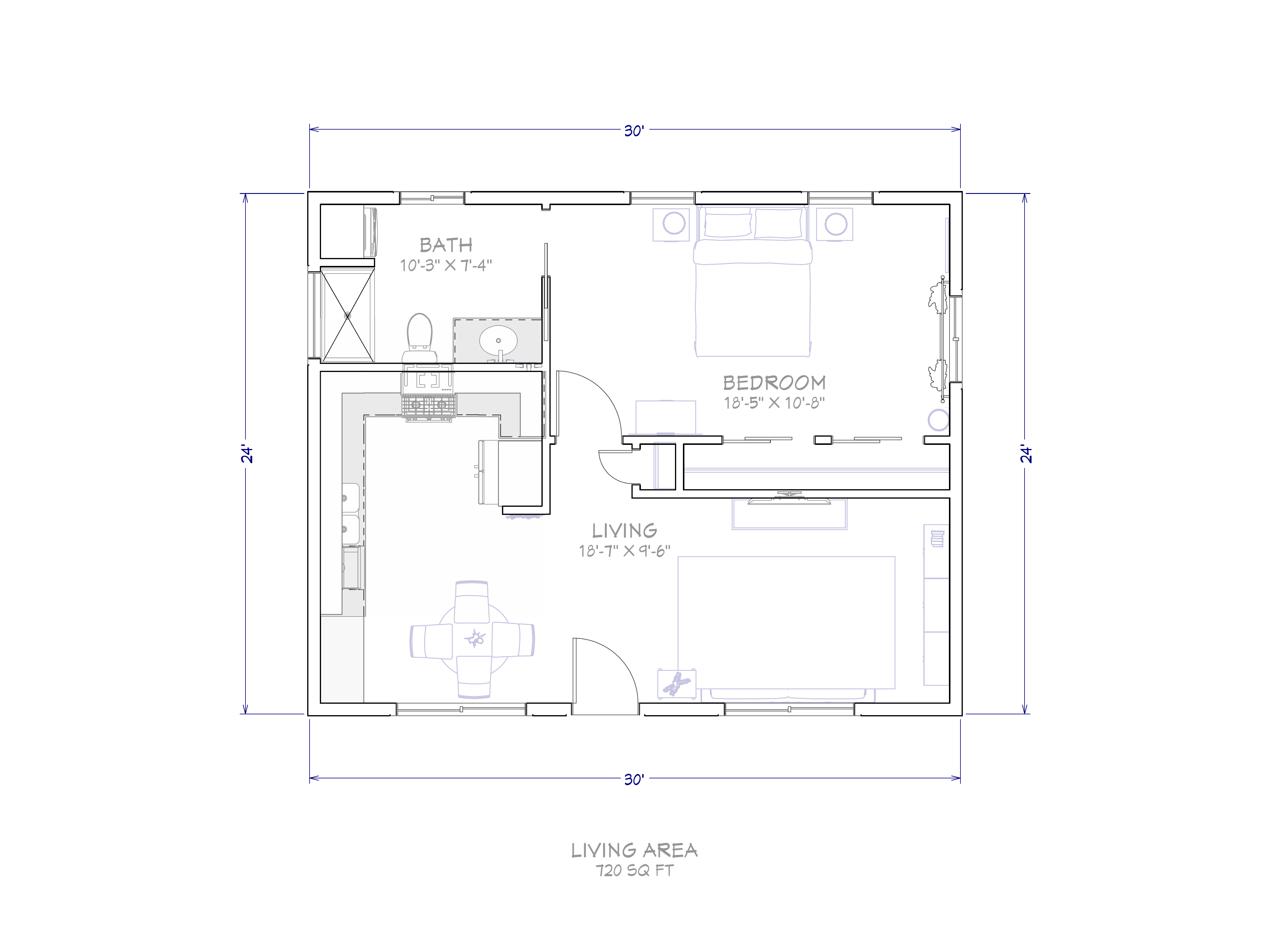 Plan A — Open bedroom layout