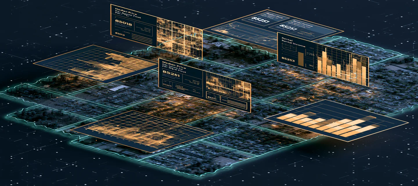Arcadia Phoenix neighborhood aerial view with ADU market data